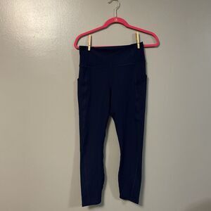 Fabletics PureLuxe Women's Navy Ankle Leggings Media Pocket M